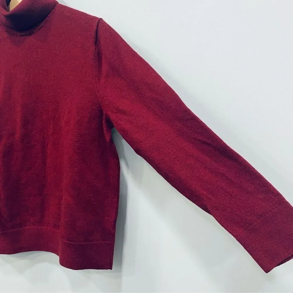 BANANA REPUBLIC Baruffa Mens S/M Red Moda Merino Wool Soft Turtleneck Sweater*